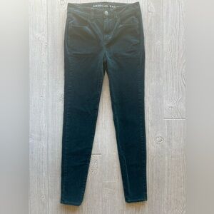 American Eagle Emerald Green Velvet High Rise Corduroy Jeggings Size 2